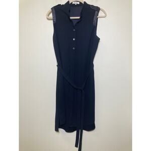 Parker Black Sleeveless Button Up Knee Length Dress Sz S